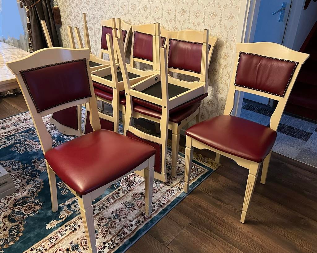 Stoelen met echte leer wijn rode kleur, Ophalen of Verzenden