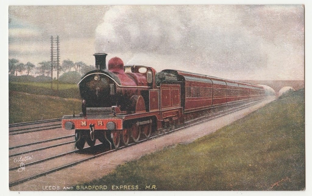 Treinen.  Locomotieven.  Leeds and Bradford Express., Verzenden, Voor 1920, Ongelopen, Overige thema's