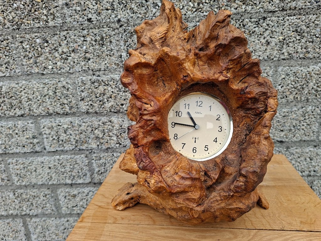 schitterende bijzondere vitage houten EMS tafl klok, Antiek en Kunst, Ophalen of Verzenden