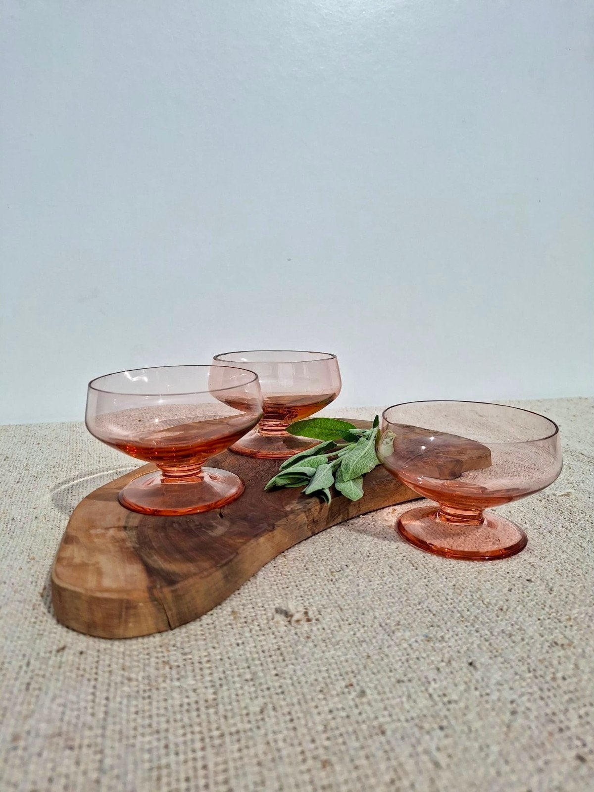 Vintage roze coupes schaaltjes bowlglazen, Overige typen, Ophalen of Verzenden, Zo goed als nieuw, X