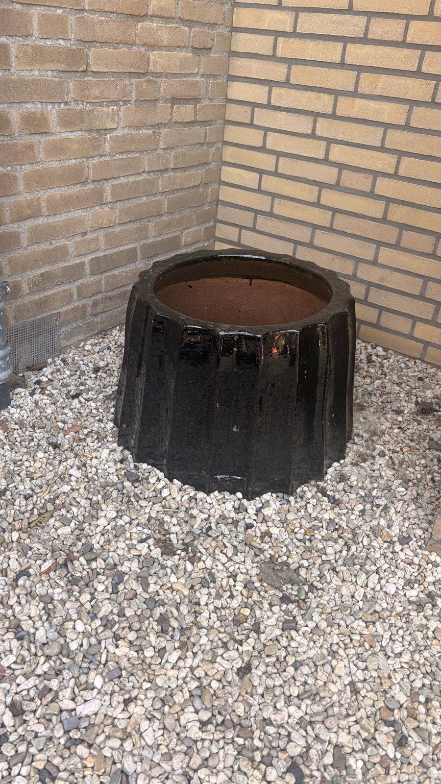 Zwarte ronde bloempot voor buiten, Ophalen, Overige materialen, Gebruikt, 40 cm of meer