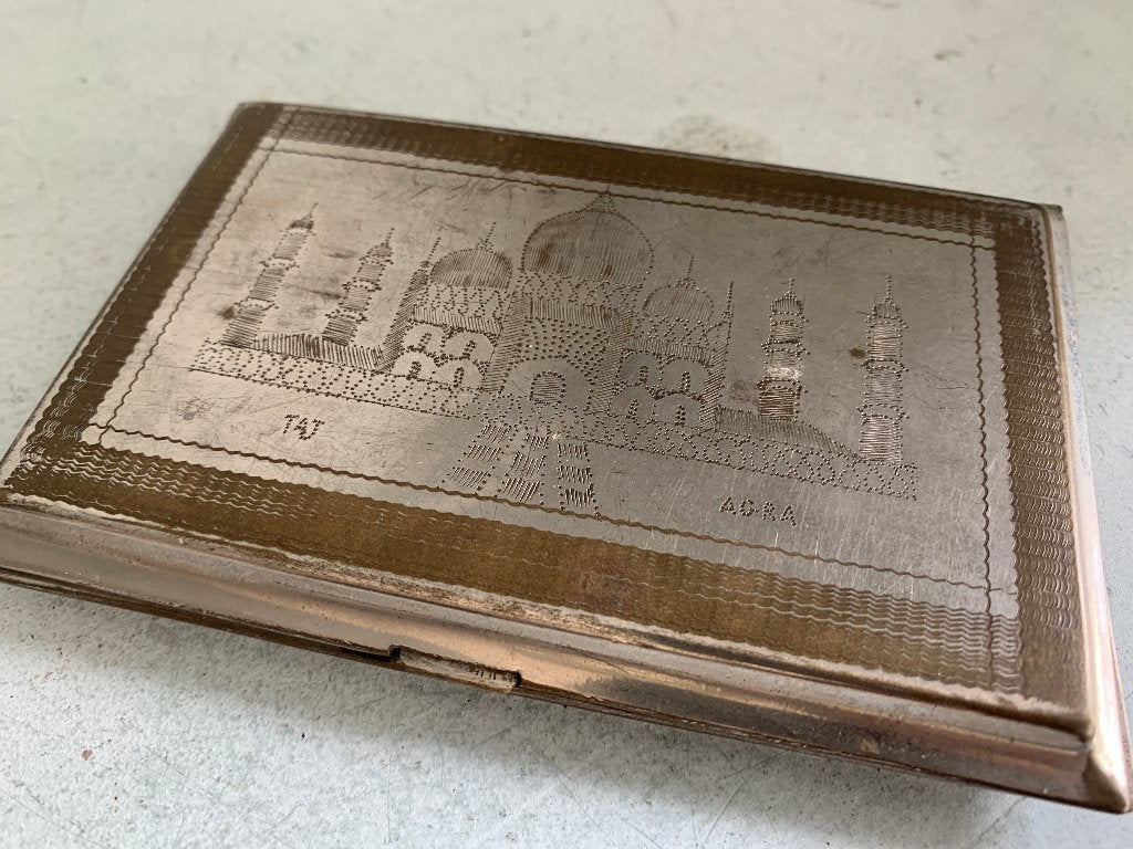 Vintage sigarettendoosje met India kaart en stadsgezicht, Ophalen of Verzenden, Gebruikt, Overige typen