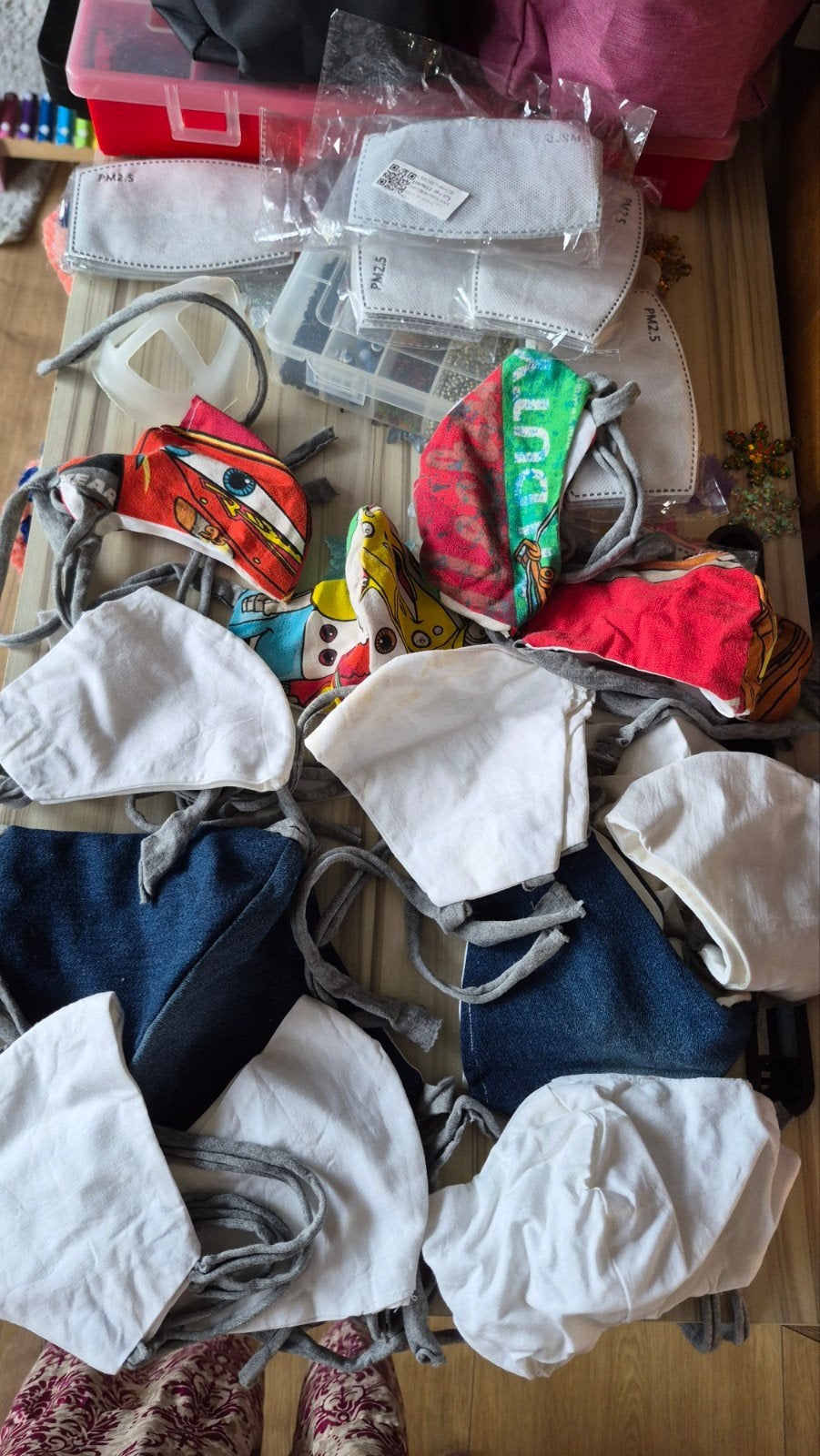 Zelfgemaakte mondkapjes met filters, Ophalen, Nieuw, Halfgelaatsmaskers
