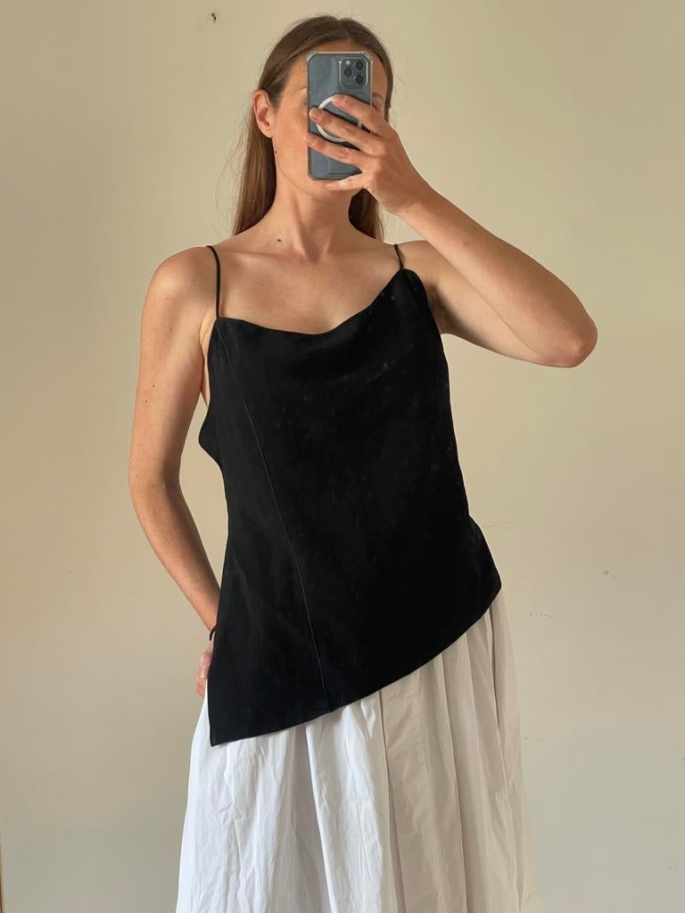 Zwarte strappy top watervalhals | Avora | Maat 44, Zwart, Maat 42/44 (L), Ophalen of Verzenden, Zo goed als nieuw
