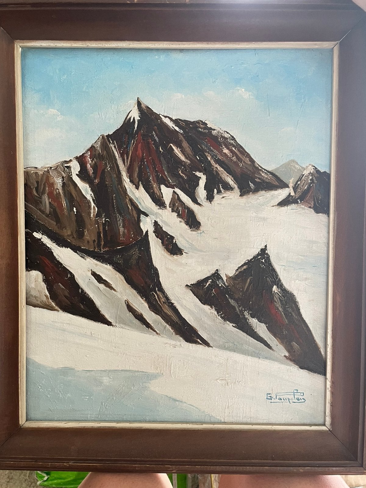 G Paupelain - besneeuwd berglandschap - schilderij olieverf, Ophalen