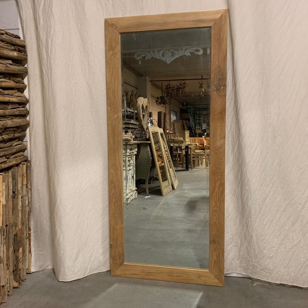 spiegel facet met teak lijst - 180 x 80 cm - Gratis bezorgd, Huis en Inrichting, TTM Wonen, Meubels – (Perzische) Tapijten en Woonaccessoires