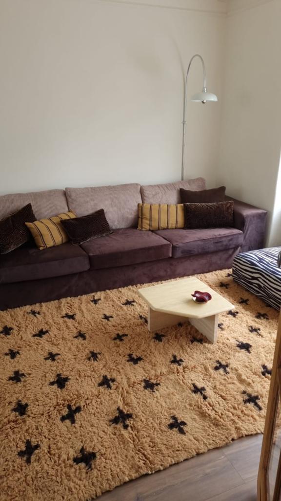 Handgeweven Berber vloerkleed, Ophalen, Bruin, 150 tot 200 cm, Rechthoekig