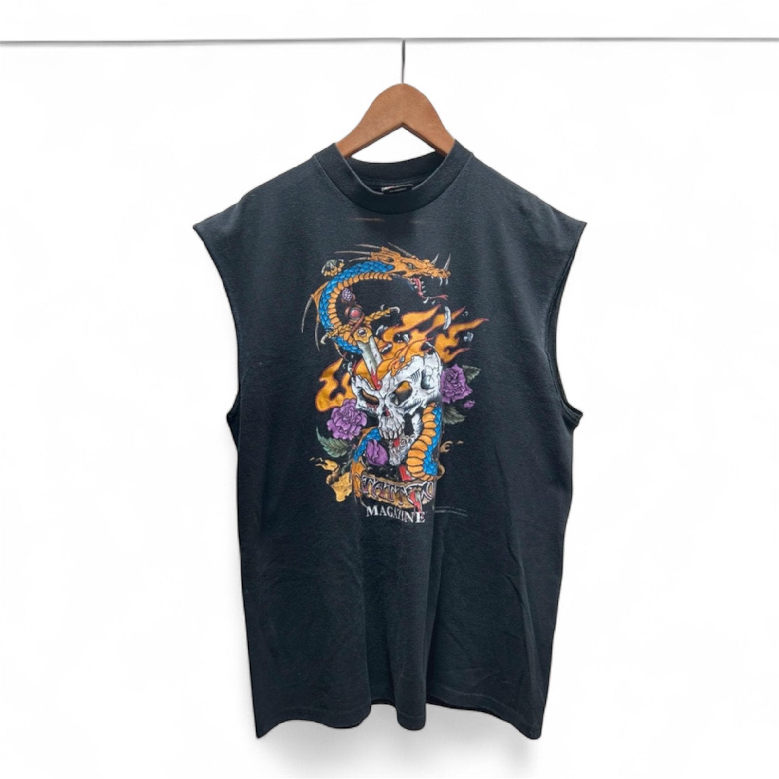 Vintage 90s Tattoo Magazine Shirt Biker Harley 3D Emblem XL, Ophalen of Verzenden, Zo goed als nieuw, Maat 56/58 (XL), Zwart