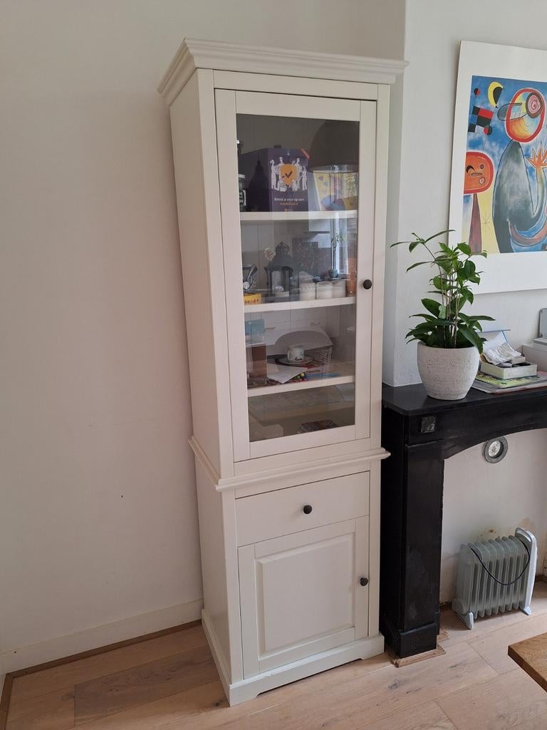 Witte Vitrine kast 220x68x45,5, Ophalen of Verzenden, 25 tot 50 cm, 50 tot 100 cm, 200 cm of meer