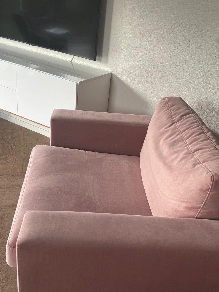 Loveseat roze velvet, Ophalen, Gebruikt, 75 tot 100 cm, 100 tot 125 cm