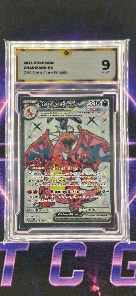 Charizard ex Full Art #215 (Engels) - Global Grading 9, Ophalen, Zo goed als nieuw, Losse kaart, Foil