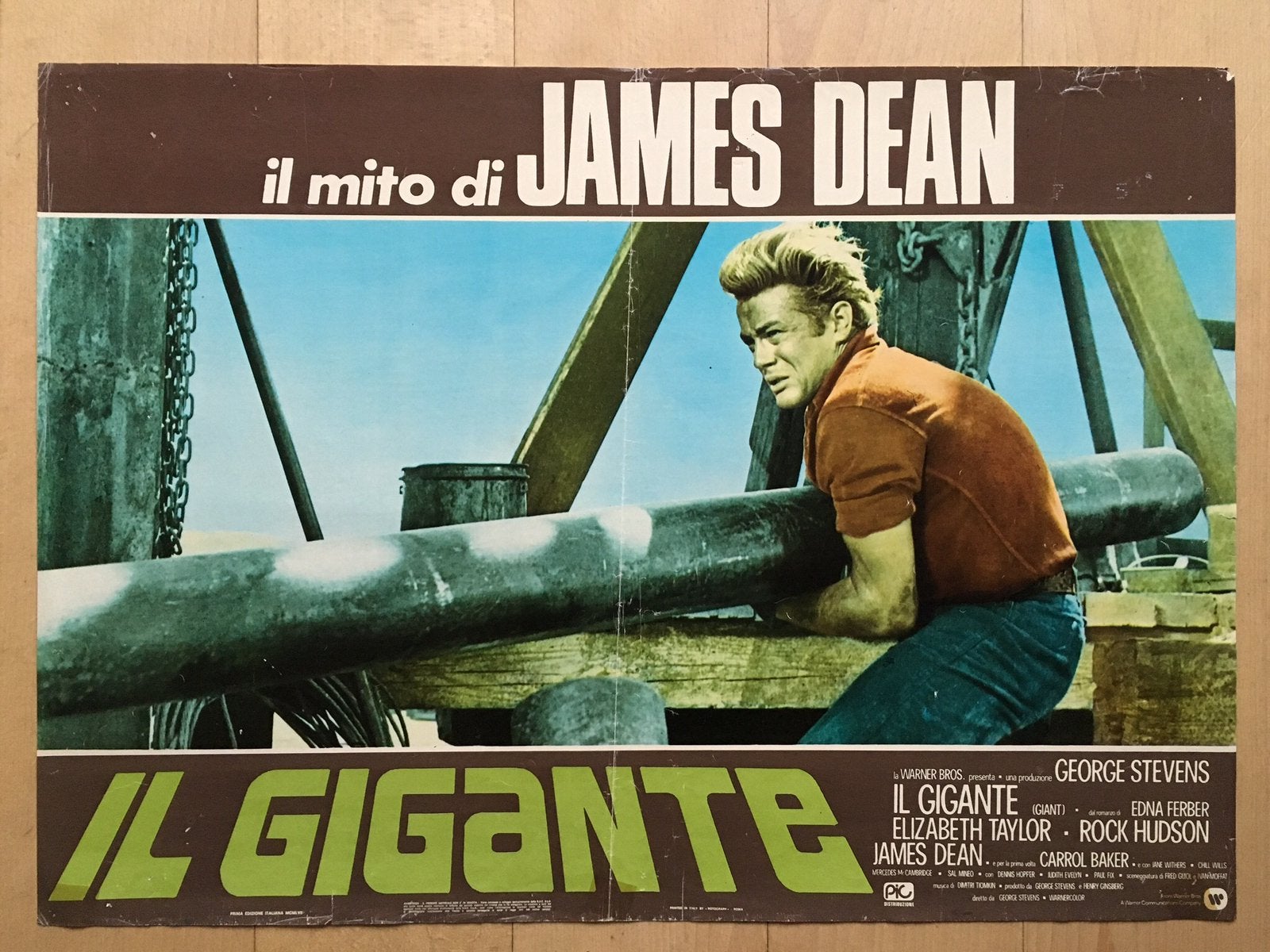 Originele James Dean poster “GIANT” Italie fotobusta, Ophalen of Verzenden, Gebruikt, Poster