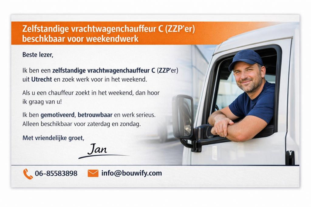 Zzper Vrachtwachenchauffeur C, 33 - 40 uur, Overige niveaus, Vanaf 10 jaar, Overige vormen