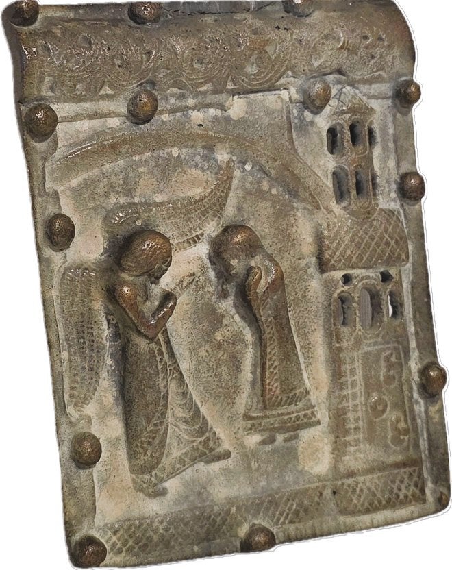 Antiek Bronzen paneel uit tabernakel., Antiek en Kunst, Ophalen of Verzenden