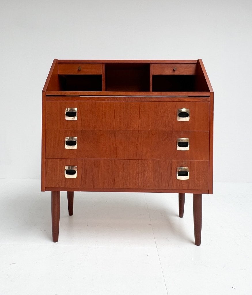 Charmante Deense secretaire cq kaptafel, 1960's, Met lades, Gebruikt, Hout, Secretaire