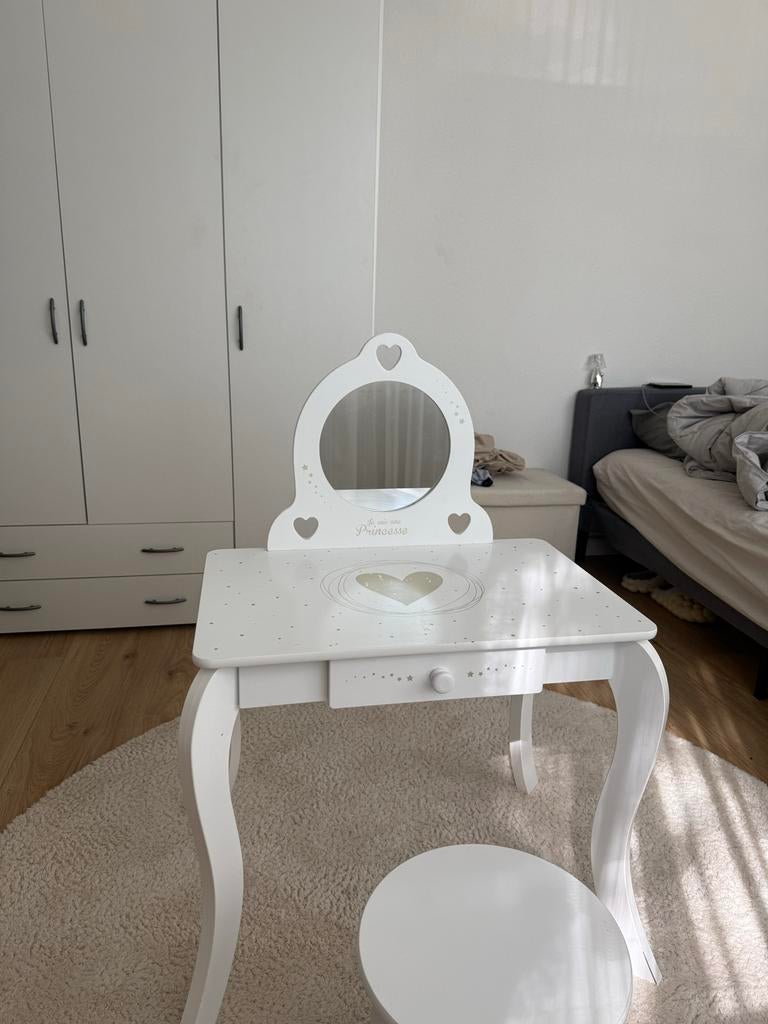 Kaptafel met spiegel en krukje - Zo goed als nieuw, Minder dan 50 cm, Ophalen of Verzenden, Zo goed als nieuw, Minder dan 100 cm