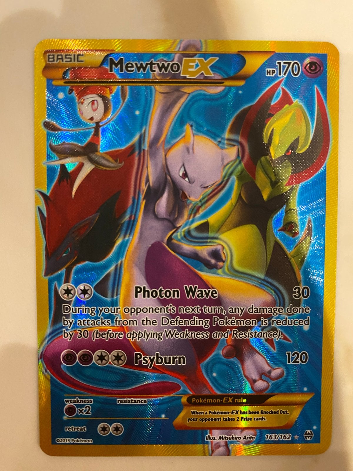 Mewtwo EX Alt Art Breakthrough 163/162 Pokémon Kaart, Ophalen of Verzenden, Zo goed als nieuw, Losse kaart, Foil