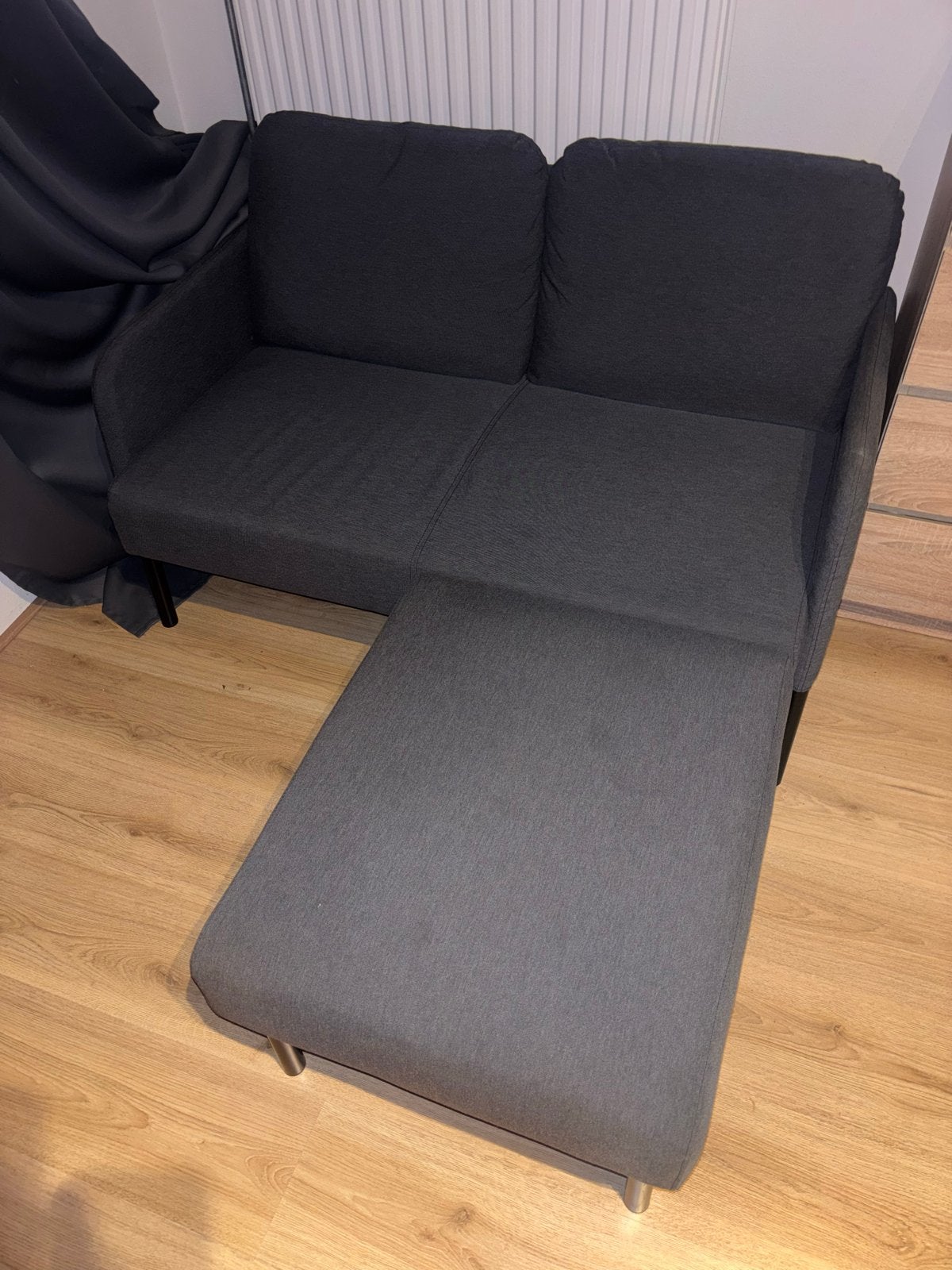 2-zitsbank met chaise longue - Knisa donkergrijs, Ophalen, 100 tot 125 cm, 150 tot 200 cm, Tweepersoons