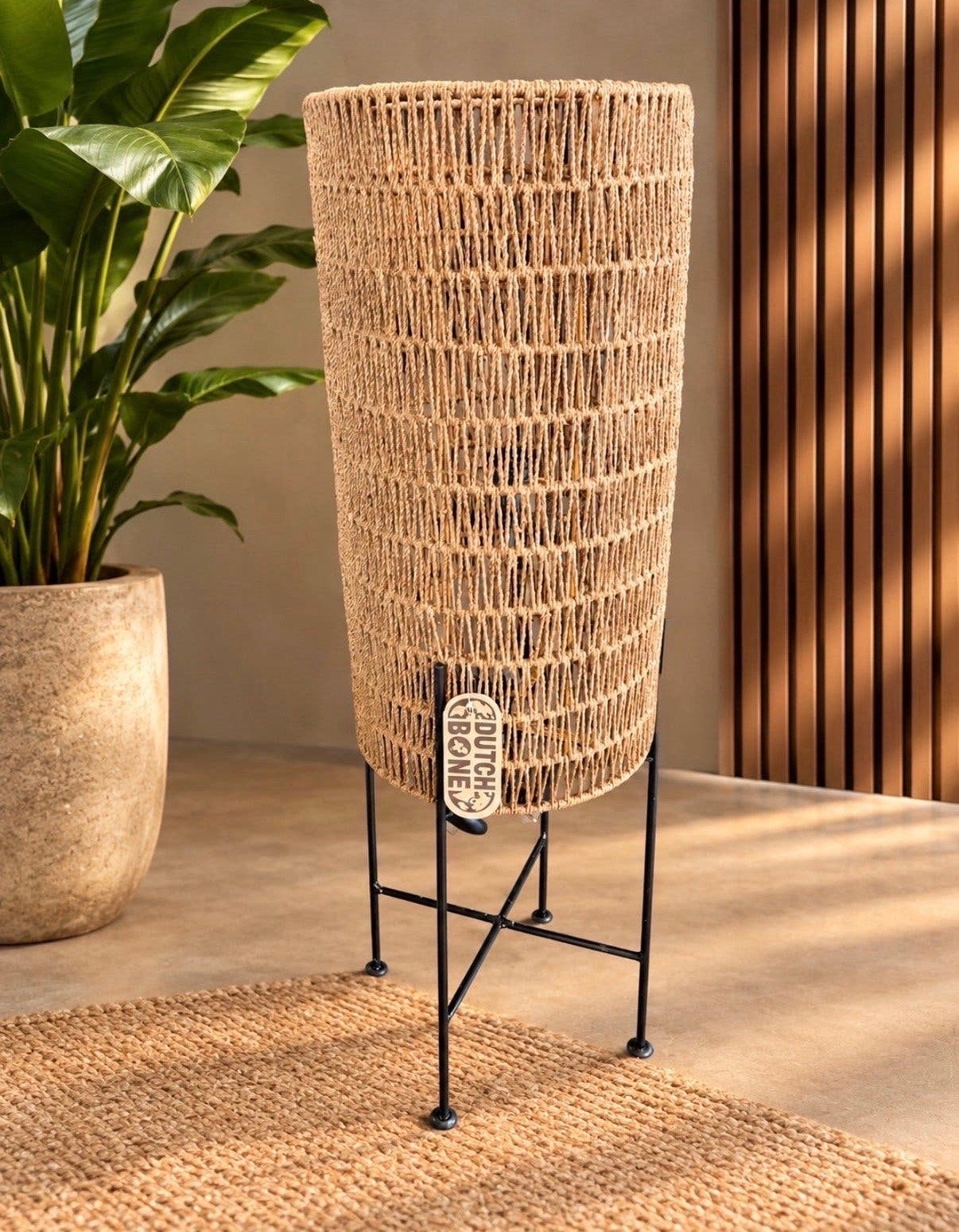 Dutchbone Kari Vloerlamp - Natuurlijk Jute en Metaal, Nieuw, Minder dan 100 cm, Metaal, E27 (groot)