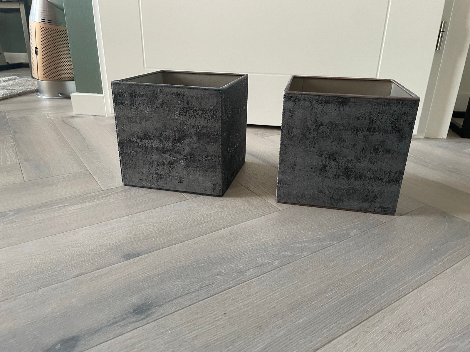 2x Duran Lampenkap Stof Grijs 20,5x20,5x20,5 cm, Ophalen, Gebruikt, Overige typen, Vierkant