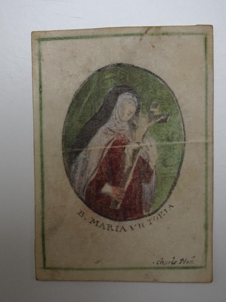 devotieprent Maria met Christus aan kruis, Charle Neel 1720, Verzamelen, Bidprentjes en Rouwkaarten, Verzenden
