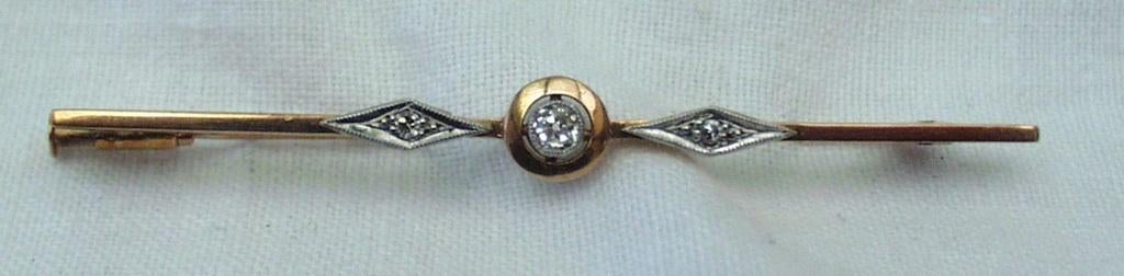 Broche speld Art deco goud diamant 18kt., Ophalen of Verzenden, Goud, Broche, Met edelsteen