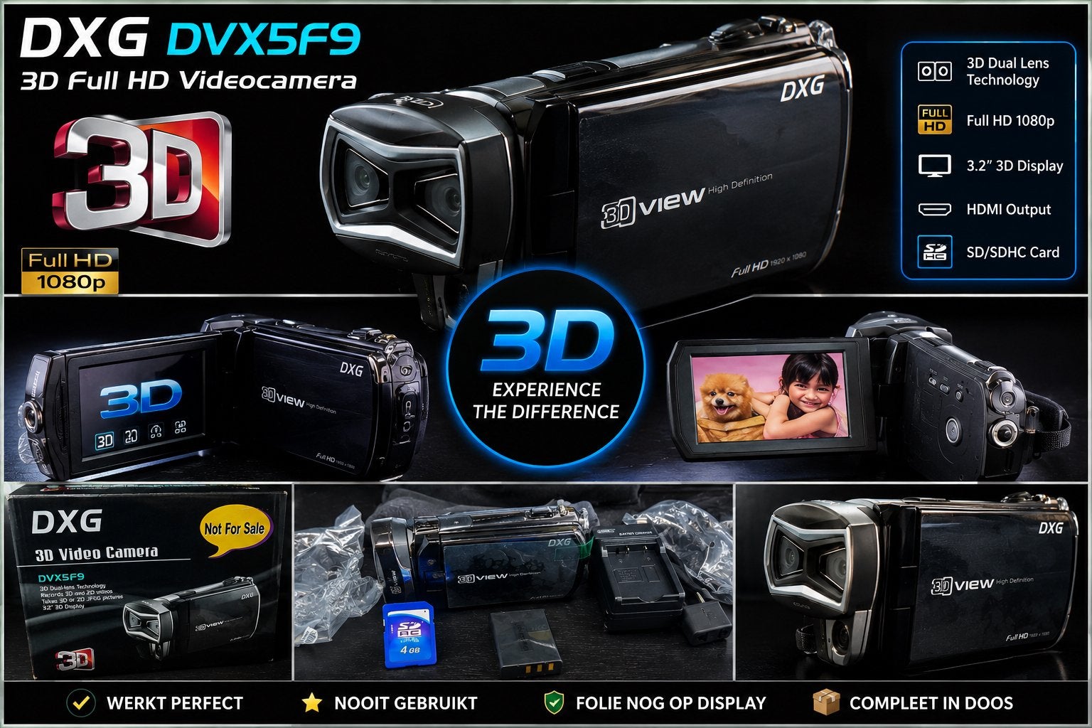 DXG DVX5F9 3D Full HD Videocamera - Zo goed als nieuw, Overige merken, Full HD, Overige soorten, Ophalen of Verzenden