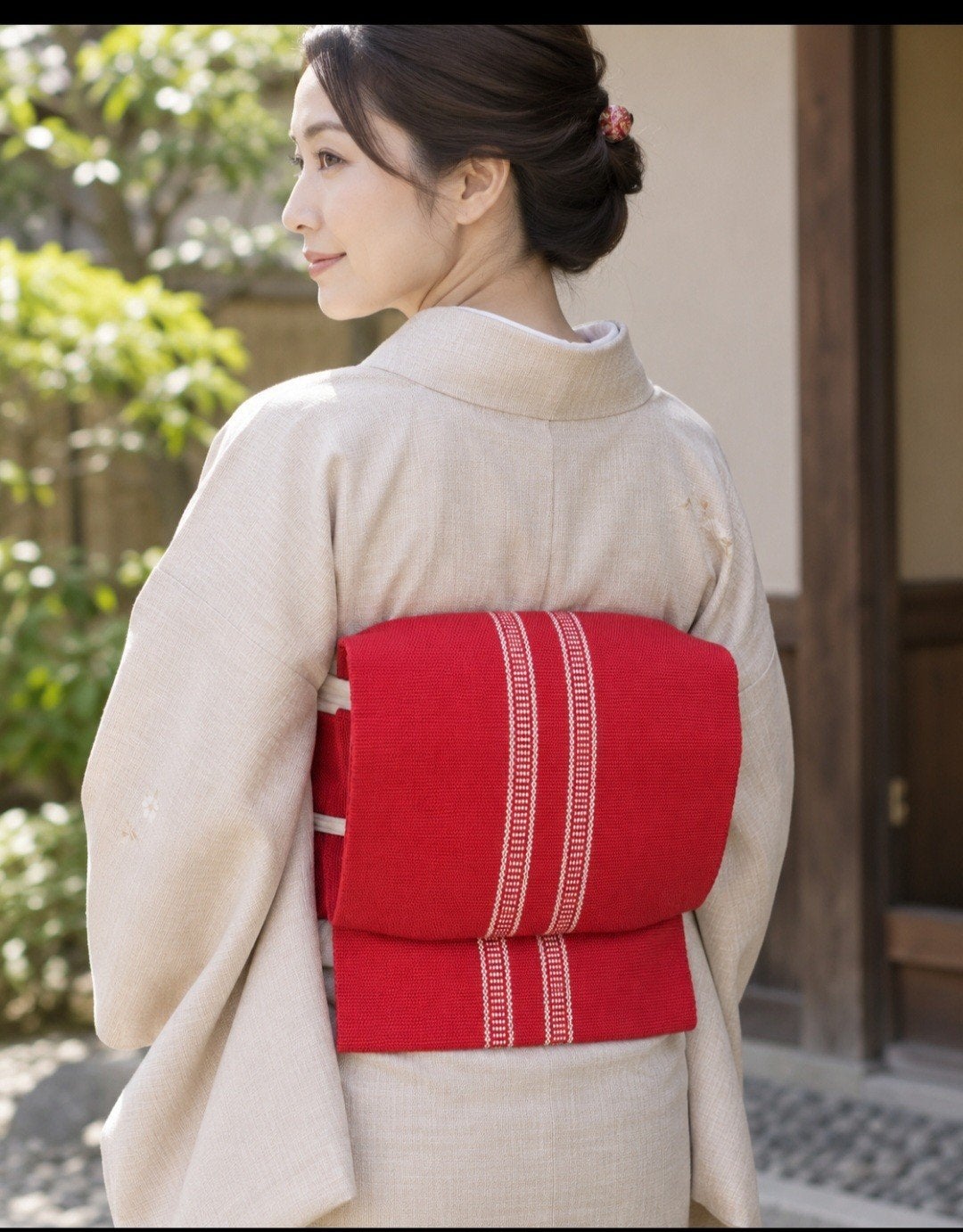 Vintage Japanse Hanhaba Obi – Rode Kimono Band 325 cm, Ophalen of Verzenden