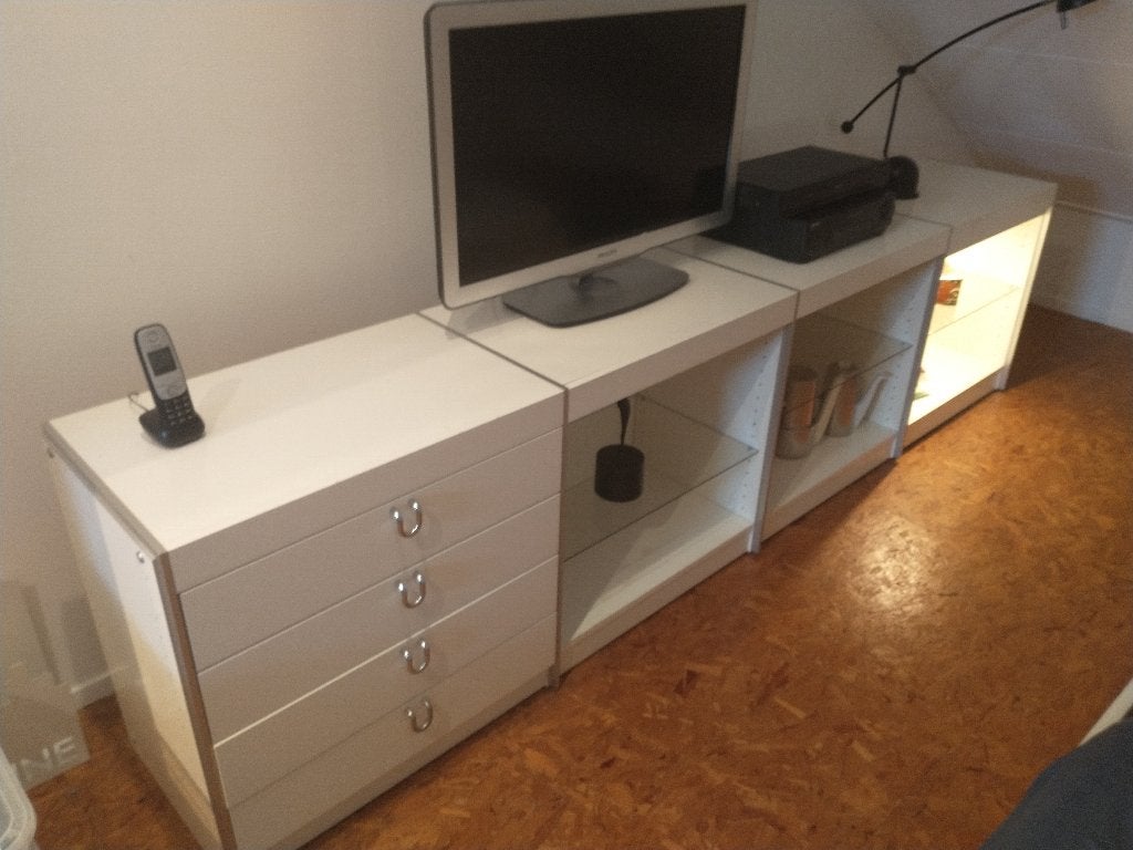 WIT DRESSOIR (4 MODULES) BREED 2.60 MTR., Huis en Inrichting, Kasten | Dressoirs, Ophalen, 200 cm of meer, Met lade(s), 25 tot 50 cm