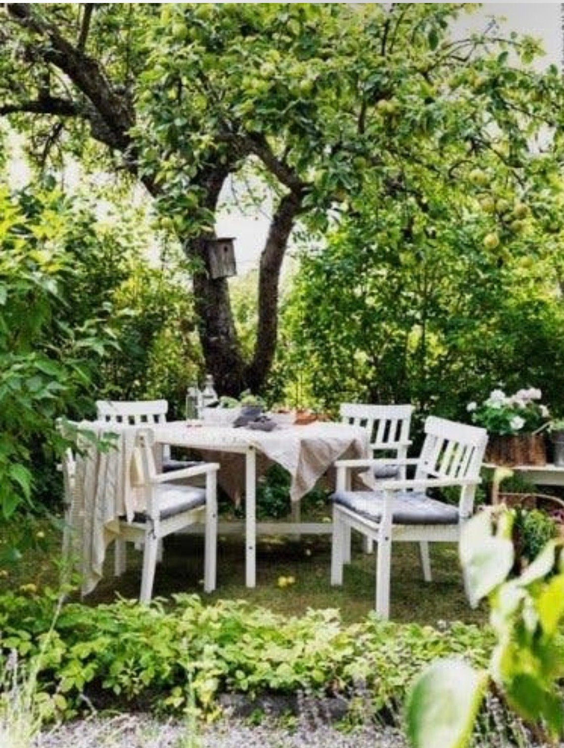 Ikea angso Tuinset - 4 stoelen wit hout tuinstoel stoel, Ophalen of Verzenden, Zo goed als nieuw, Hout