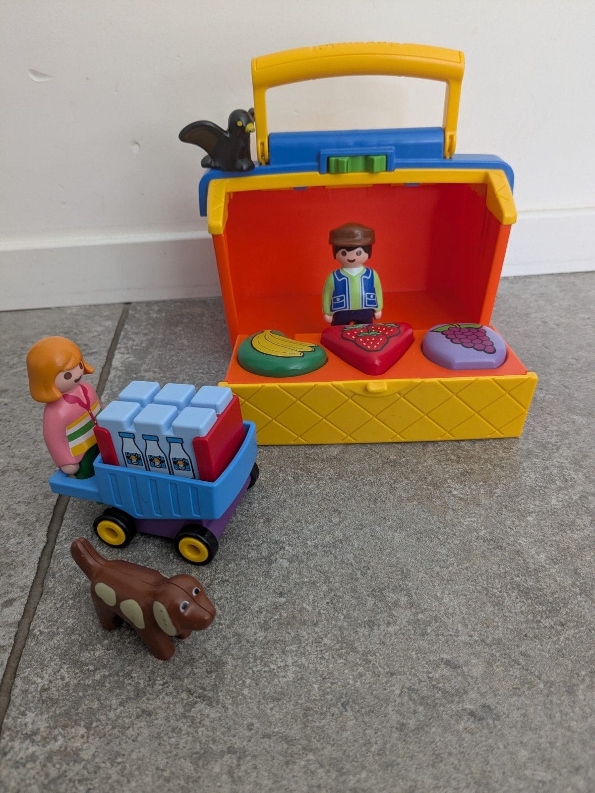 Playmobil 1.2.3 Speelkoffer Marktkraam, Complete set, Overige typen, 1.2.3, Ophalen of Verzenden