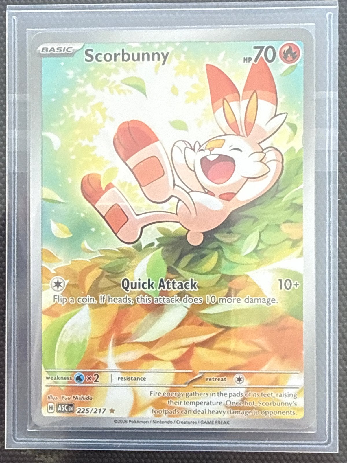 Pokémon Kaart Scorbunny 225/217 - Zo goed als nieuw, Ophalen of Verzenden, Zo goed als nieuw, Losse kaart