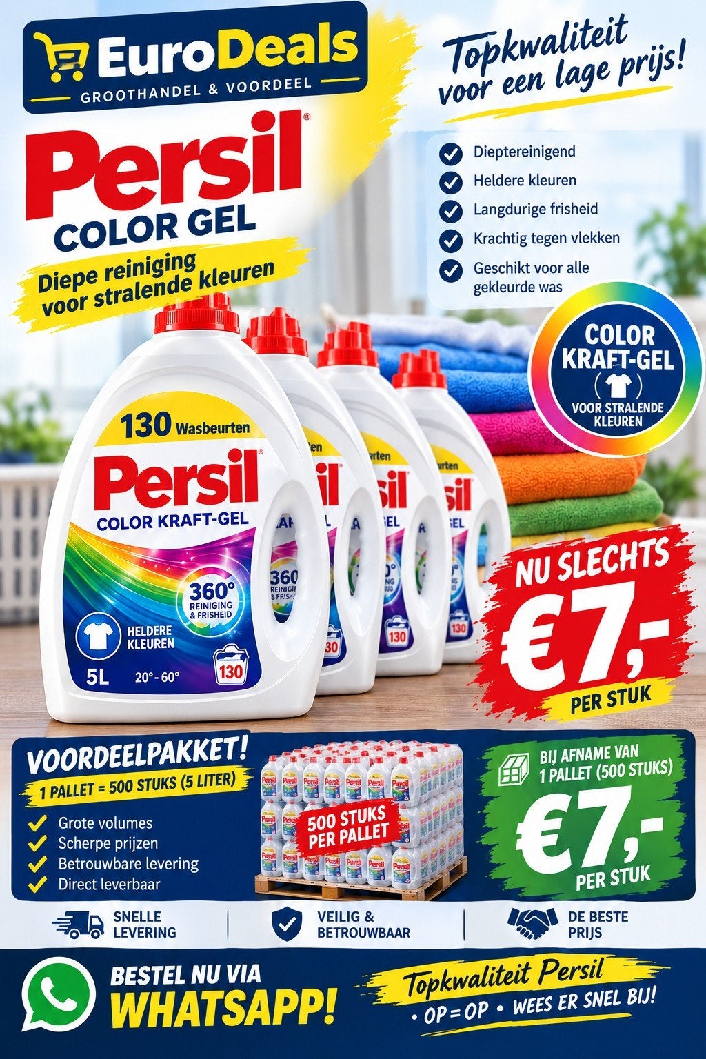 Persil Color Kraft-Gel Wasmiddel - 5L (130 wasbeurten), Ophalen of Verzenden, Nieuw