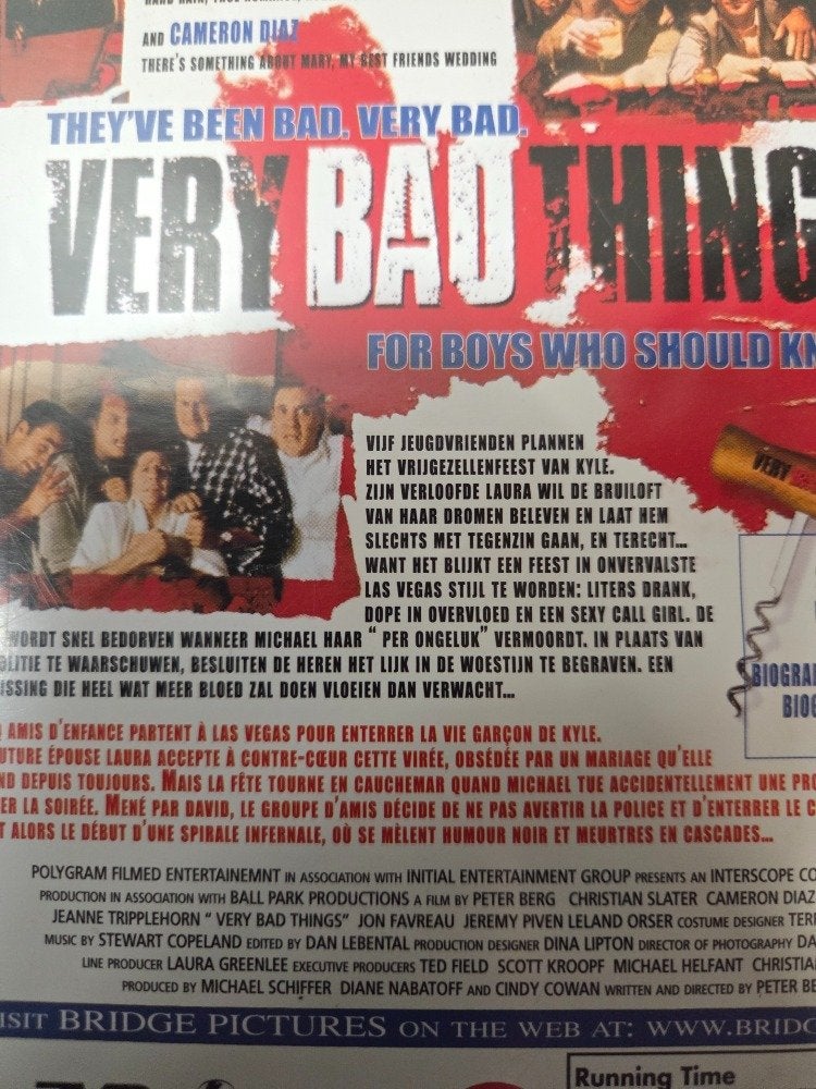 dvd very bad things, Ophalen of Verzenden