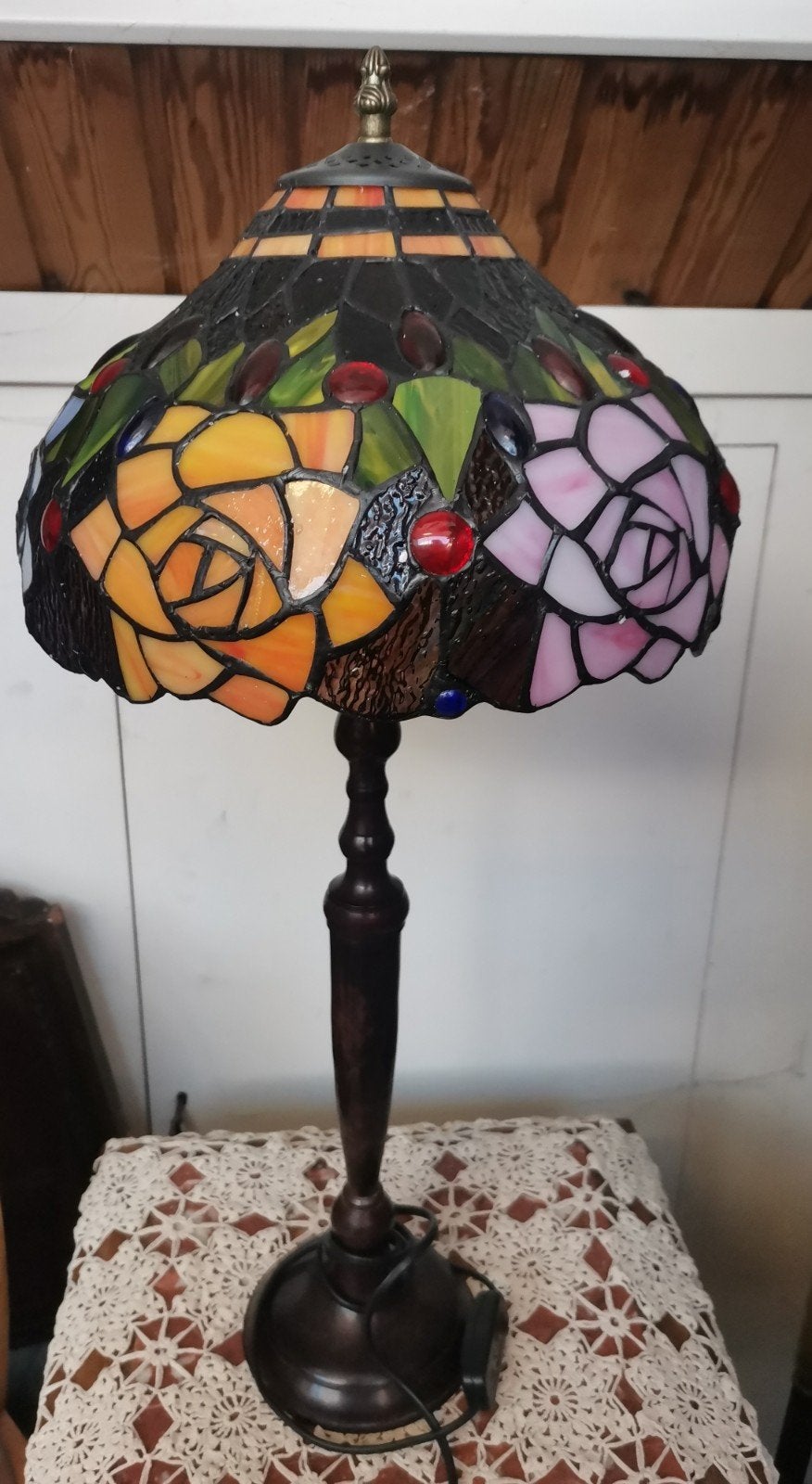 Tiffany lamp bloemen motief, Ophalen of Verzenden, Zo goed als nieuw, Tiffany lamp