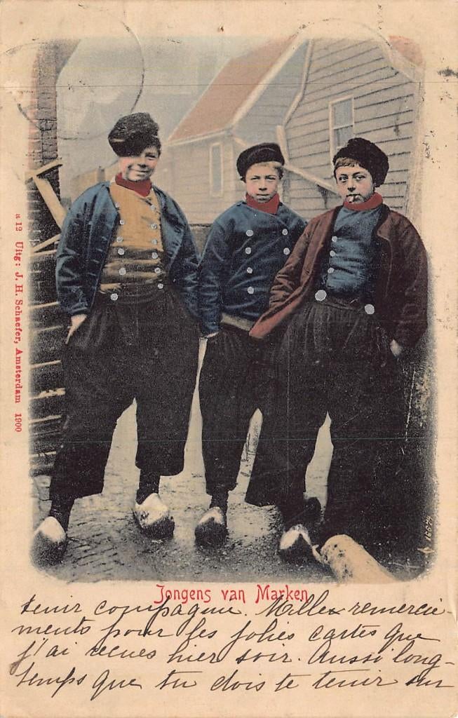 144 Jongens van Marken  - 1901 - klederdracht, Verzamelen, Ophalen of Verzenden, Voor 1920, Gelopen, Noord-Holland