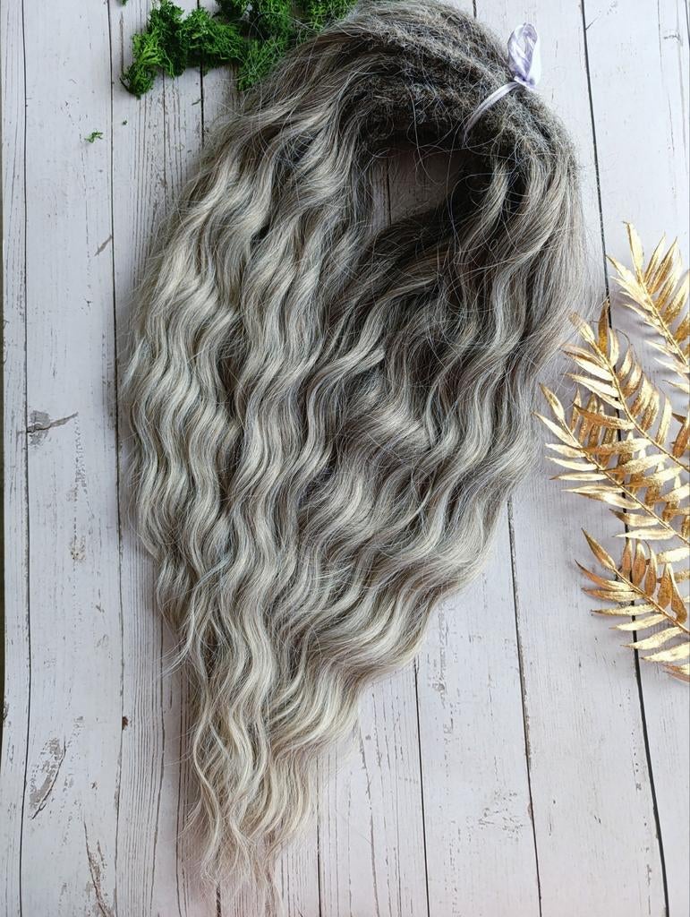 Dread krullen, ash blonde golvende dreadlocks, 60 DE, Ophalen of Verzenden, Nieuw, Pruik of Haarverlenging
