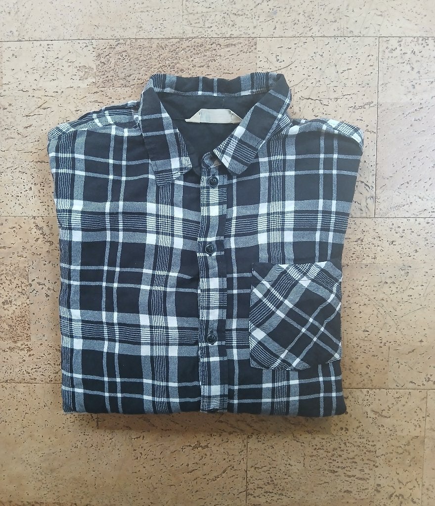 Katoenen overhemd blouse bloes jongen maat 158 zwart wit, H&M, Overhemd of Blouse, Ophalen of Verzenden, Zo goed als nieuw