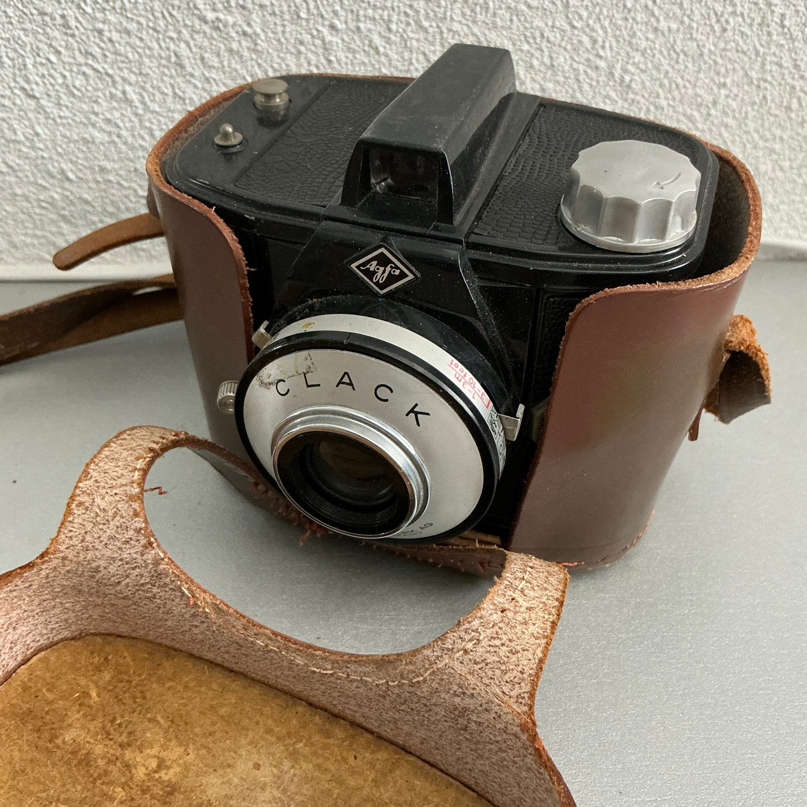 Vintage Agfa Clack camera met lederen tas, Ophalen of Verzenden, Gebruikt, Compact, Overige Merken