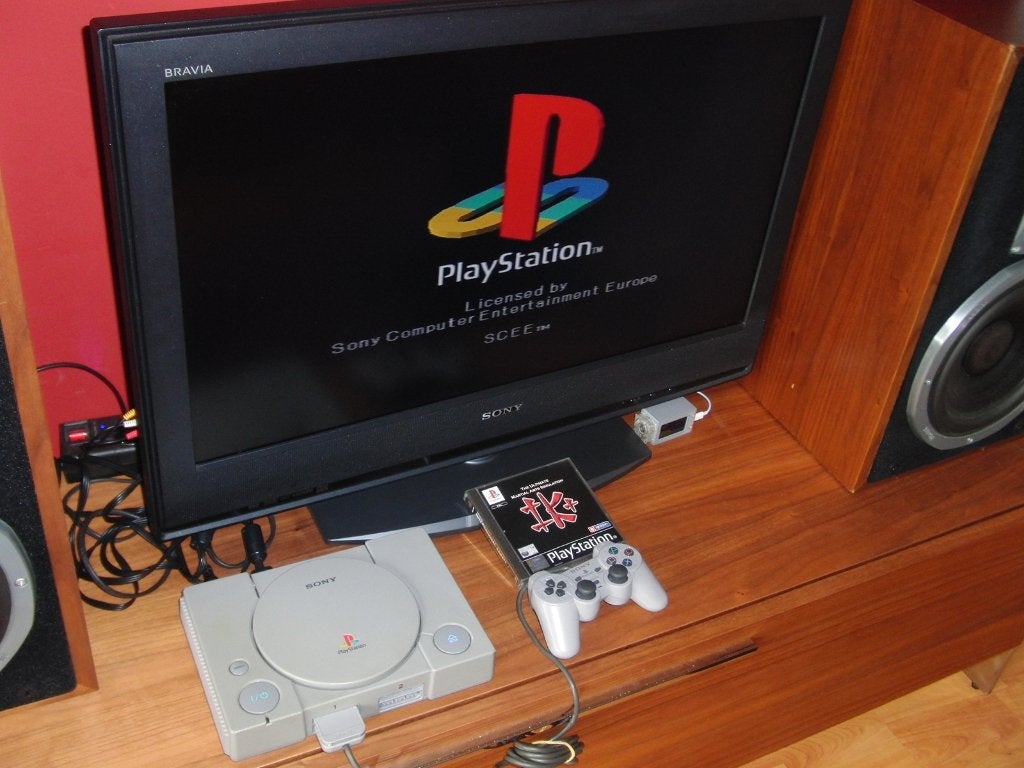 Sony PlayStation 1 SCPH-5502 + IK+, DualShock & MC, Ophalen of Verzenden, Gebruikt, Met 1 controller, Met games