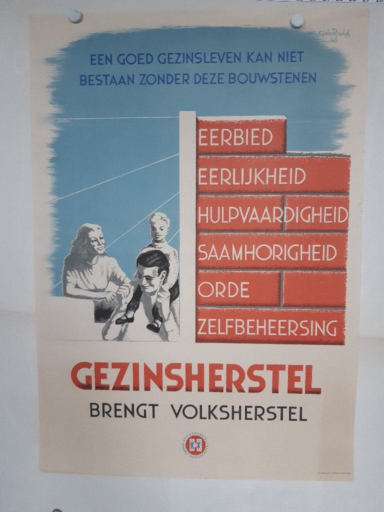Originele poster Gezinsherstel brengt volksherstel, Verzenden, A1 t/m A3, Reclame, Rechthoekig Staand