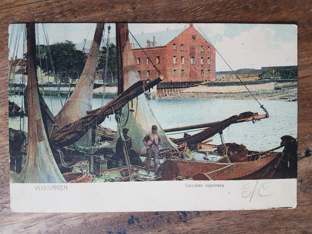 Ansichtkaart Vlissingen Garnalen visschers, Ophalen of Verzenden, Voor 1920, Gelopen, Zeeland