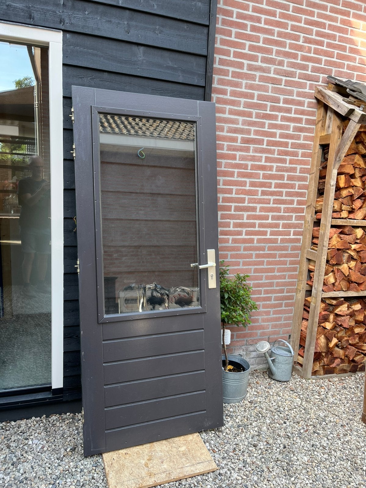 Buitendeur met kozijn kompleet deurmaat 87,5 x208, Ophalen, 200 tot 215 cm, Glas, Buitendeur