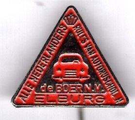 Rijschool de Boer N.V. Elburg zilverkleurig speldje( H_098), Verzamelen, Ophalen of Verzenden, Zo goed als nieuw, Transport, Speldje of Pin