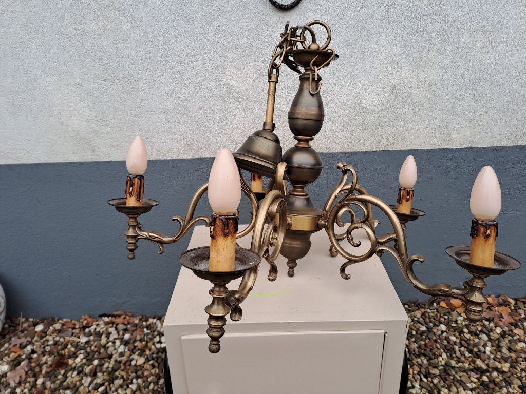 kroonluchter met 5 armen, Huis en Inrichting, Lampen | Kroonluchters, Ophalen, Gebruikt, Metaal