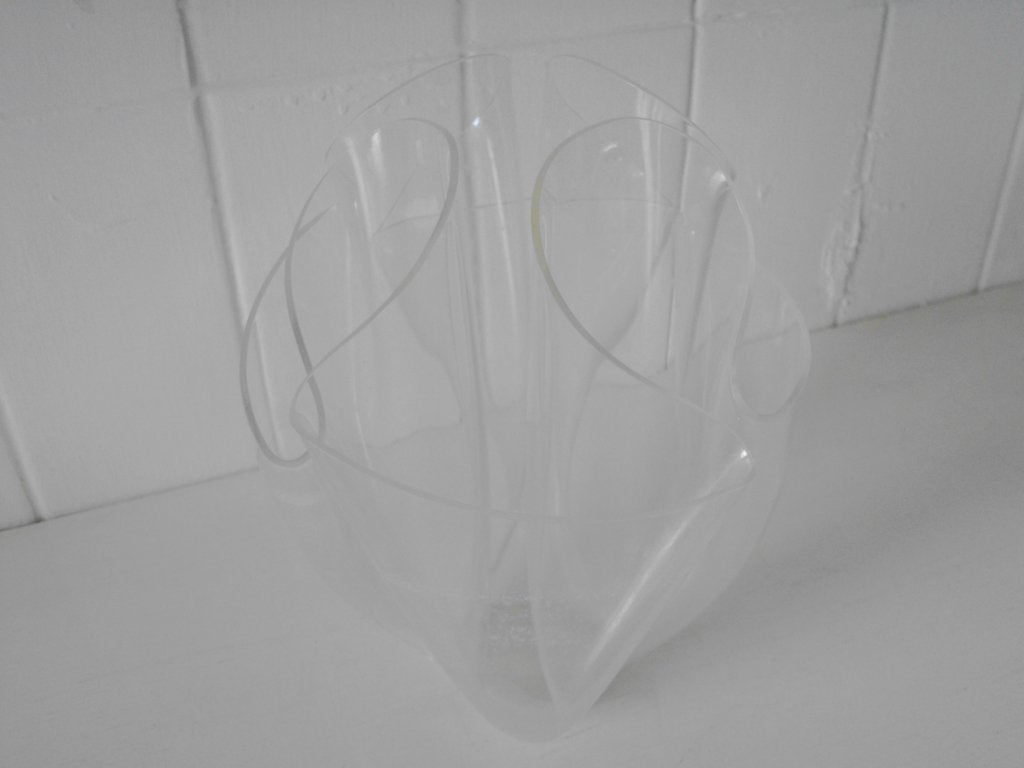 Retro gevouwen plexiglas vaas jr. 80, folded, plexiglas vase, Kunststof, Gebruikt, 21 cm, Transparant