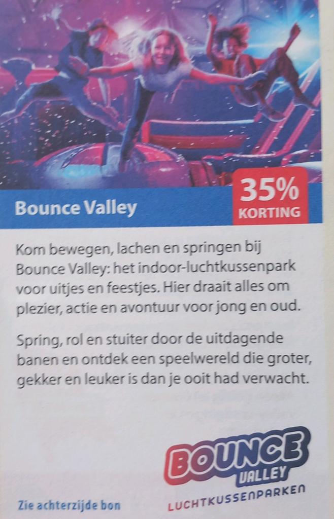 Bounce Valley 35 procent korting voor 5 personen, Drie personen of meer, Kortingskaart