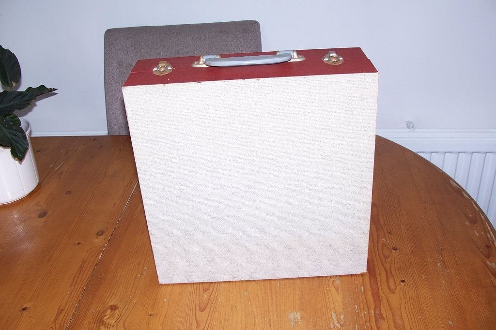 oude harmonica koffert voor lp's nr 6, Ophalen of Verzenden, Gebruikt, 12 inch