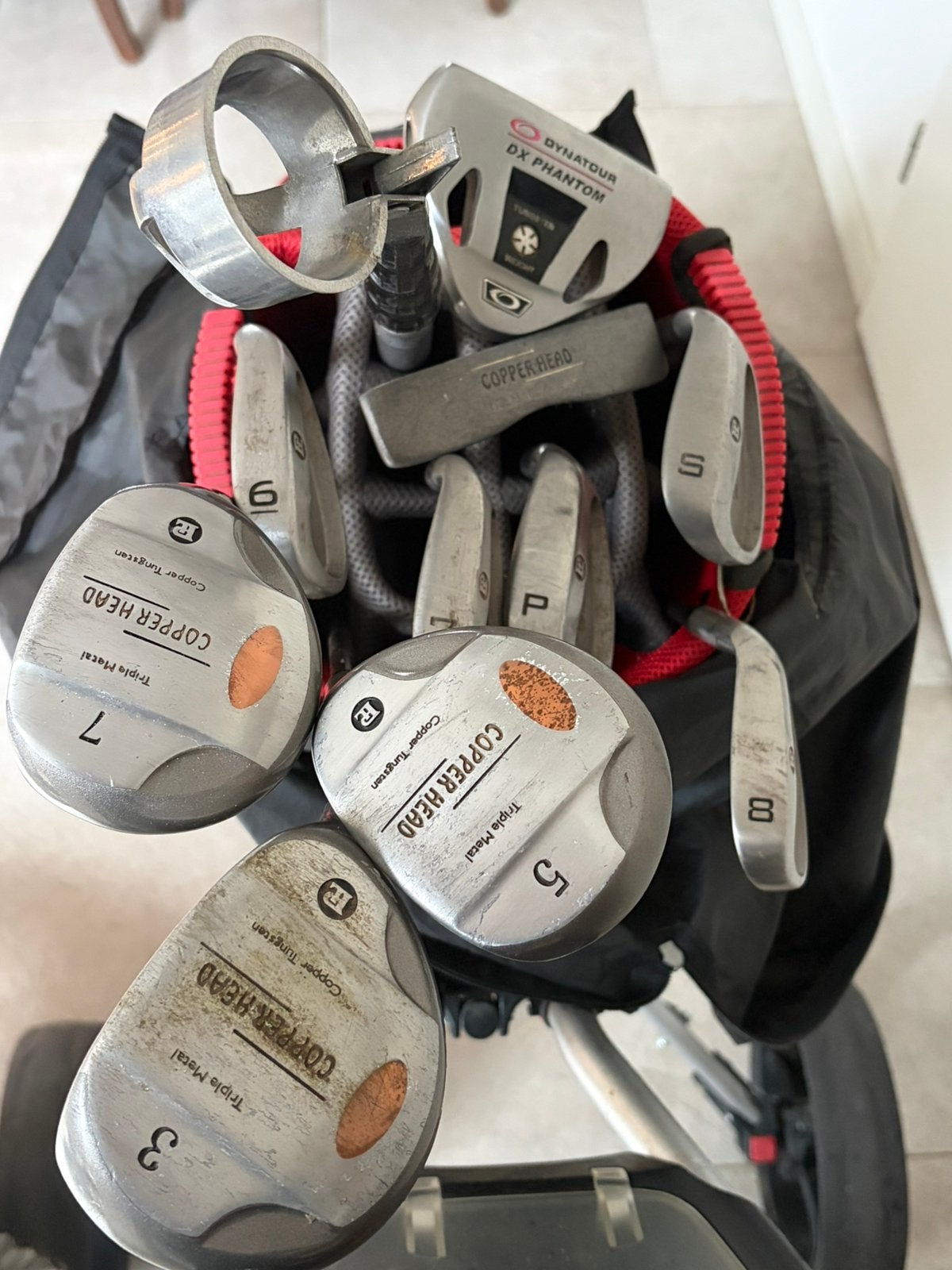 Golftas met clubs, Ophalen, Zo goed als nieuw, Tas
