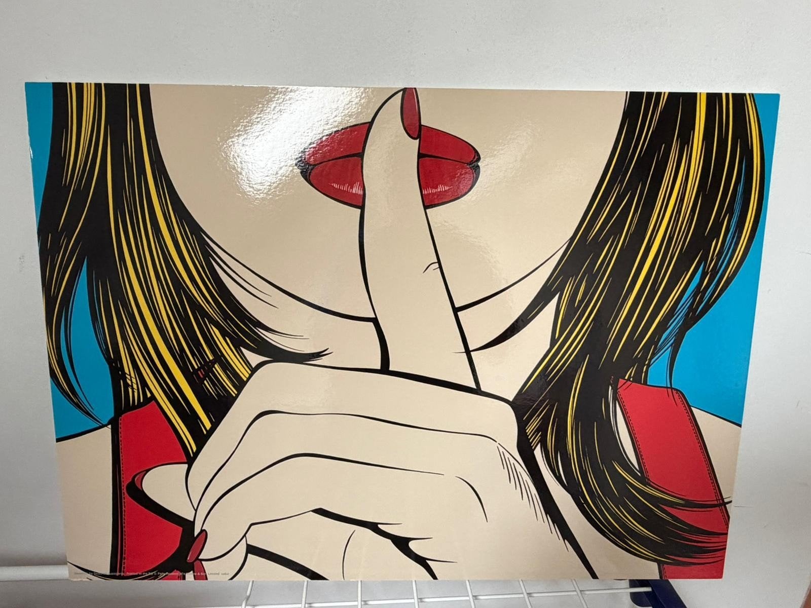 IKEA SOLMYRA Pop Art Wanddecoratie - 'Shhh' Vrouw, Ophalen, Gebruikt, Schilderij, Meerkleurig
